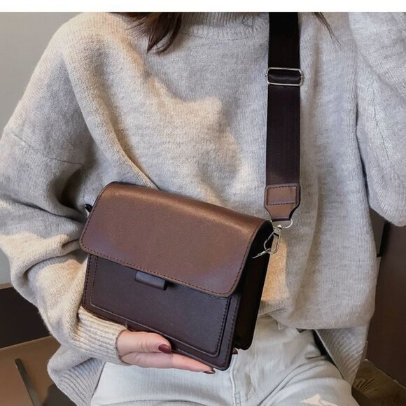 2/$30 Brown Cross-Body Bag Purse Adjustable Strap PU Leather Shoulder Bag - Picture 8 of 8